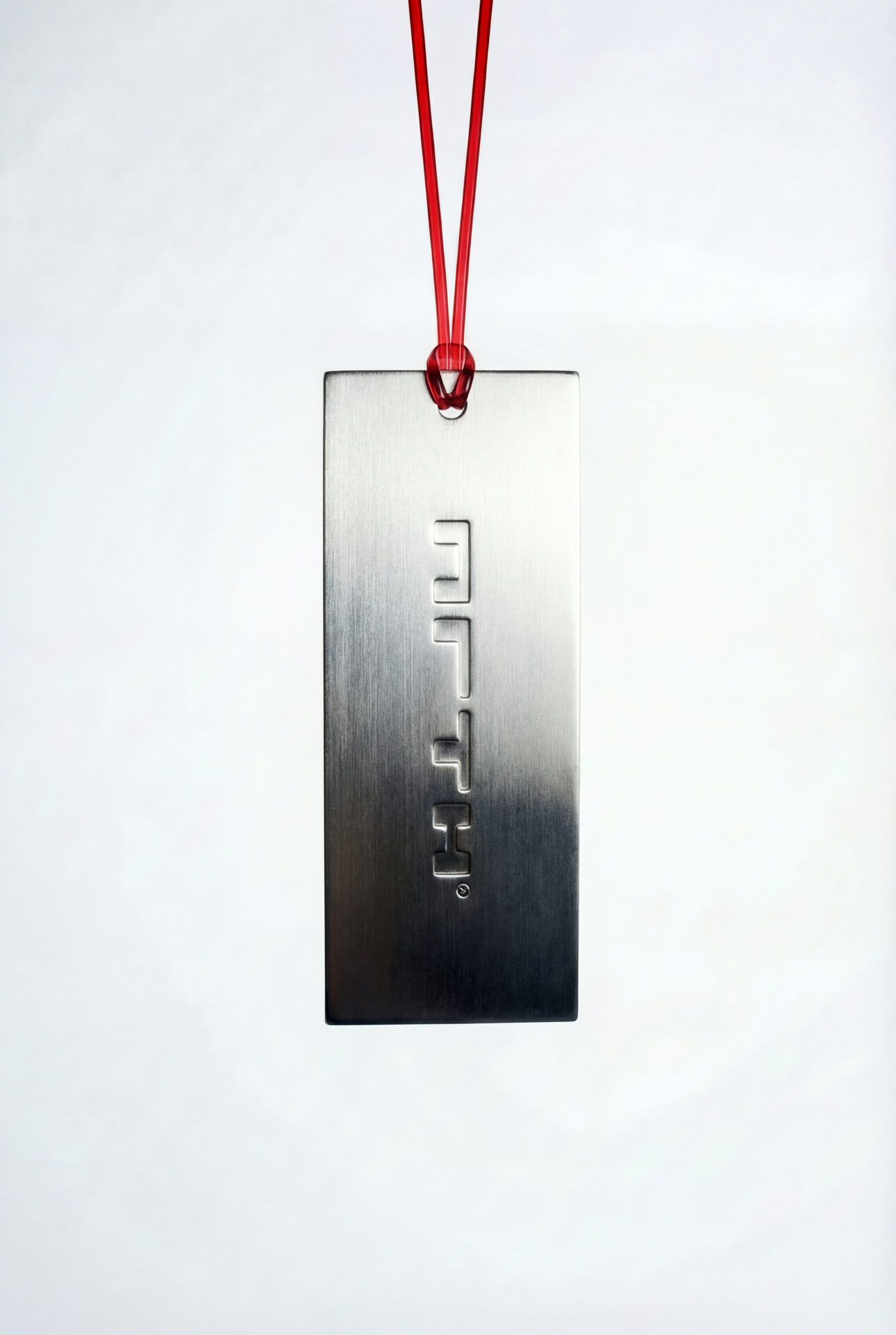 Brushed steel hang tag